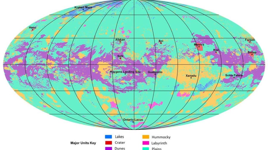 土星の衛星「タイタン」の全域を収めた地図をNASAが公開