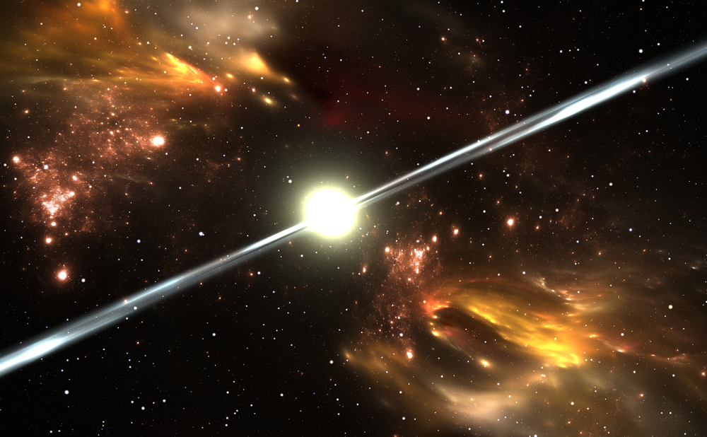 Pulsar highly magnetized, rotating neutron starの画像