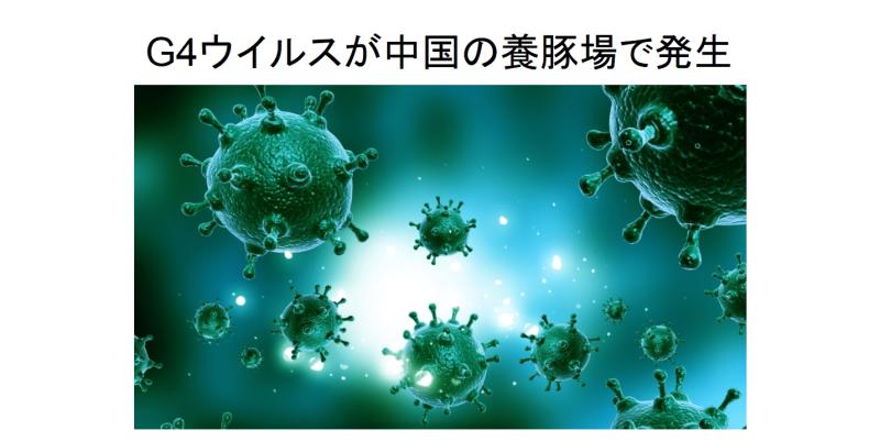 新型の豚インフルエンザウイルス（G4ウイルス）が中国の養豚場で発生した