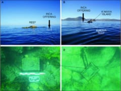 チチカカ湖で「インカ帝国の遺物」を発見！　儀式の生贄に使われた”リャマ像と金のホイル”が石の箱から見つかるの画像 1/4