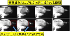 水圧の変化で膨れ上がった水泡が押し潰されて消滅する瞬間、特異点が生じプラズマが生成される