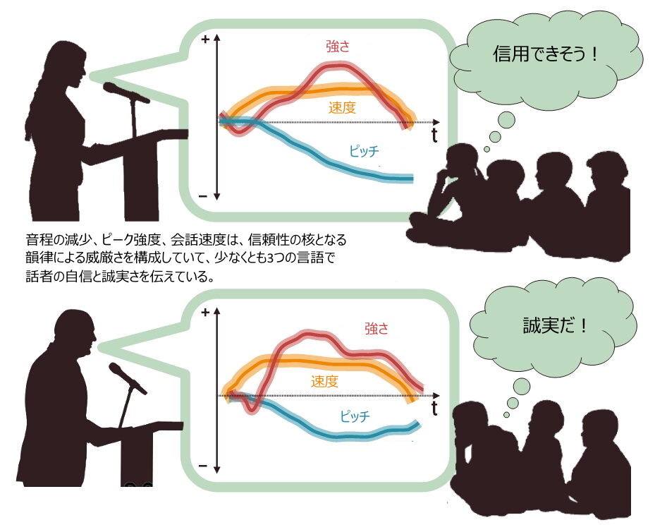 話者の信頼性は韻律によって決定される。