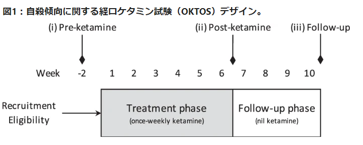 ケタミン投与計画。6週間は投与し続け、その後投与無しで観察