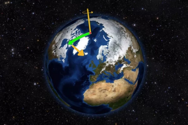 極地の氷の融解や地下水の汲み上げが　過去30年間で地球の回転軸をずらしていた！