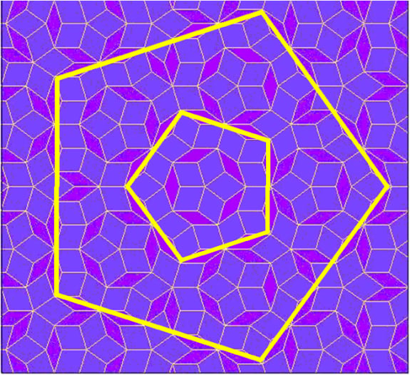 ペンローズ・タイルパターンに五角形の補助線をいれた画像