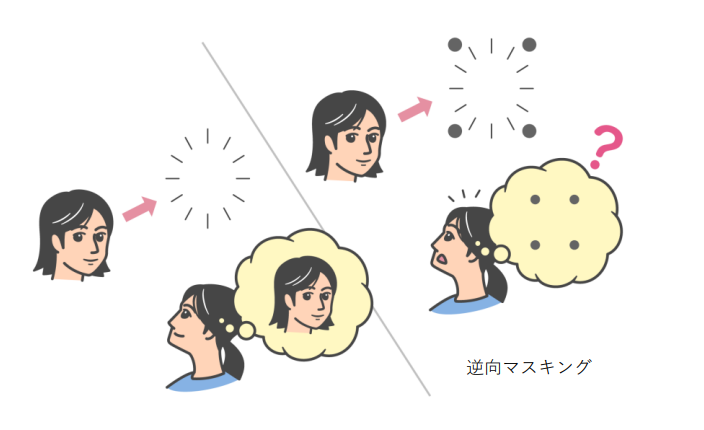 私たちは一瞬見えたものの直後に違うものが見えると、何が見えたのか知覚できなくなる