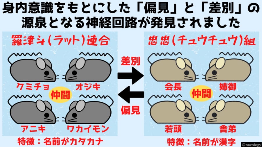 ラットにも身内意識にもとづく偏見や差別が存在していた