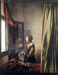 修復前の『窓辺で手紙を読む女』1659年頃、アルテ・マイスター絵画館所蔵