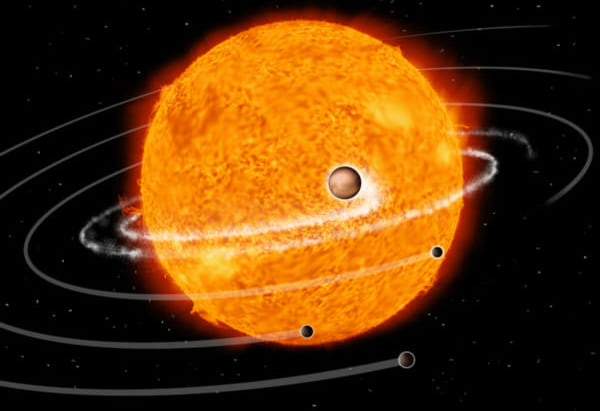 恒星に落ちる巨大惑星のイメージ図