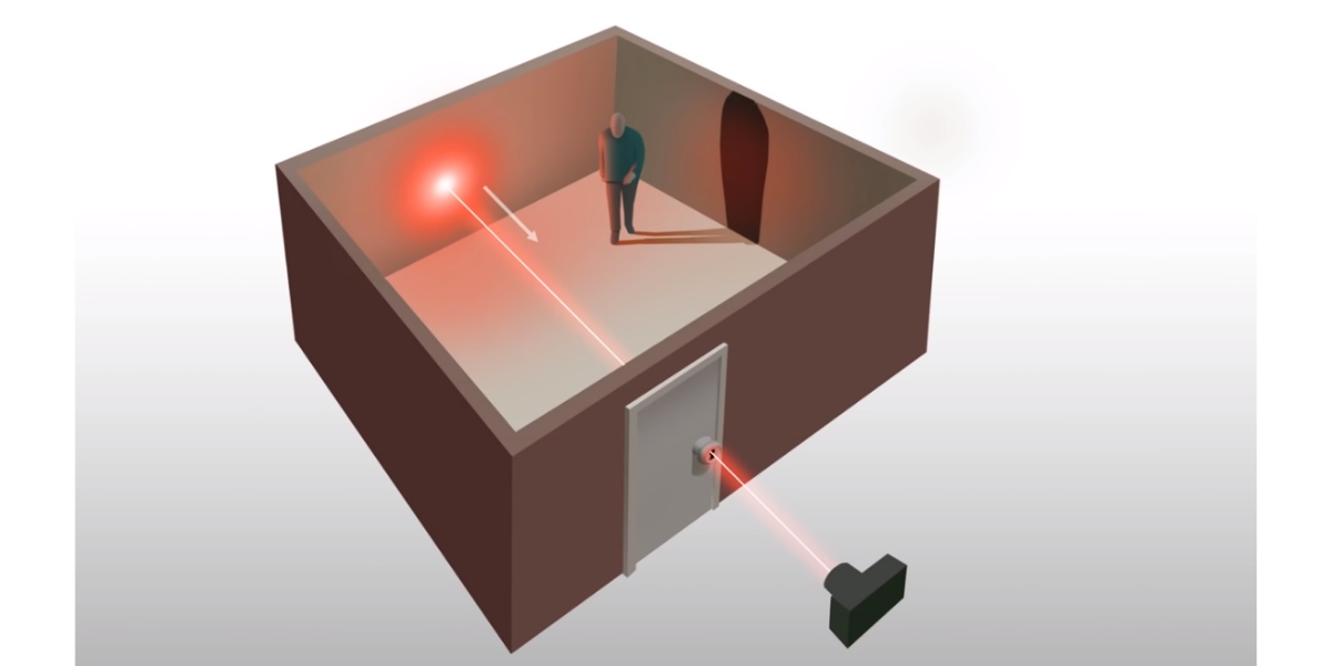 鍵穴から入ったレーザー光が室内の様子を明らかにする鍵穴イメージング技術