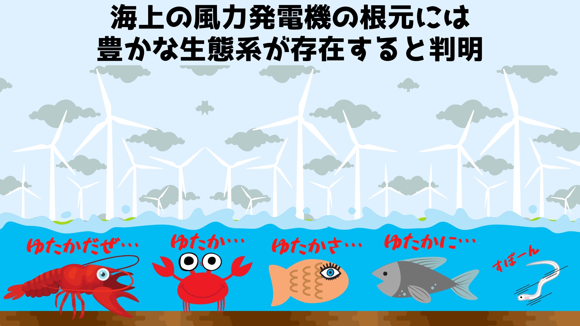 海上の風力発電機の水中基礎が海洋生物の天国になると判明！