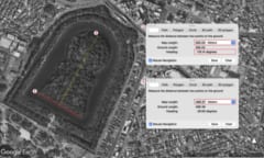 赤線が前面。それに垂直に伸びるのが通路方向