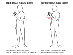 （左）従来の人体拡張, （右）求められる独立制御可能な人体拡張