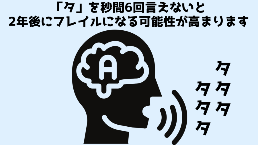 「タ」を1秒に6回言えないと2年後にフレイルなりやすくなる