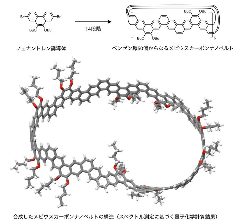 メビウスカーボンナノベルトの合成と構造