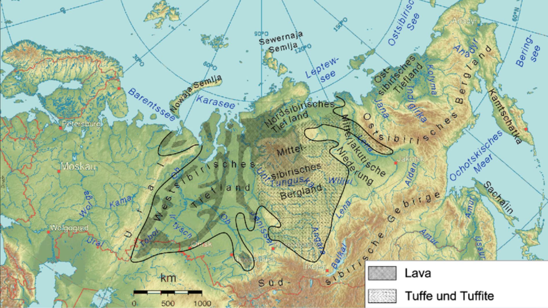 2億5200万年前に起きた異常な噴火によって、広大な土地が厚さ数キロの溶岩によって覆われた