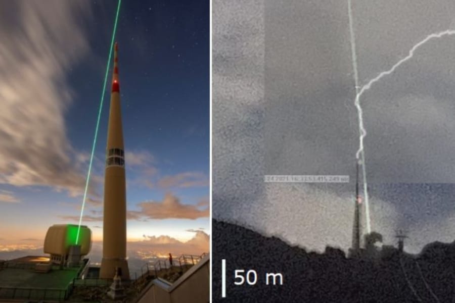 空にレーザーを発射して自然発生した稲妻の進路を変えることに成功