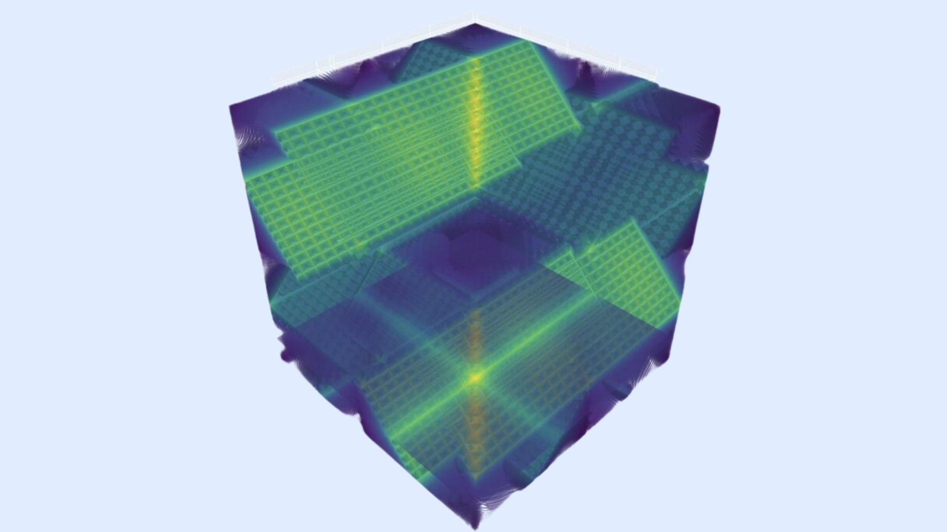 図の表記に使われる1つの画素が1つの方程式を記しており、実験に使われたモデルを正確にとらえるには、10万個の方程式（10万画素）が必要であることが示されています。