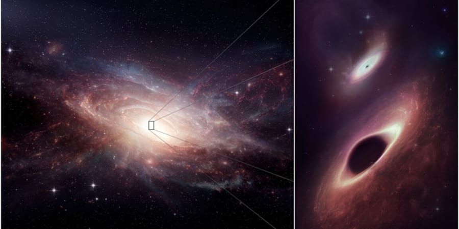 わずか750光年しか離れていない「超大質量ブラックホール連星」を衝突