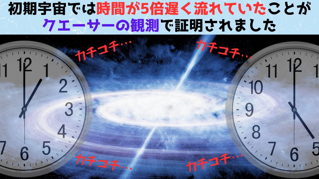 初期宇宙では時間が5倍遅く流れていたことを観察で証明！