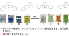 「アズレニルピリジン」に酸を加えると色が変化することがわかりました