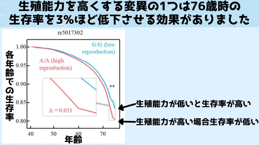 ここでは76歳までしか示されていませんが、差は高齢になるほど拡大していく傾向にありました