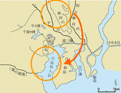 15世紀の関東（江戸周辺）の地形