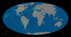 地球上に配置されている電波望遠鏡を組み合わせる