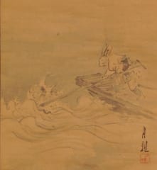 「カチカチ山」尾形月耕作、明治時代はまだ櫓でタヌキを殺す展開が主流であった
