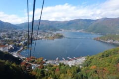 河口湖天上山公園 カチカチ山ロープウェイからの景色、天上山はカチカチ山の舞台になった場所であるといわれている