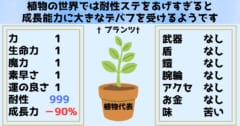 植物は耐性ステを上げすぎると成長にデバフを受けると判明！