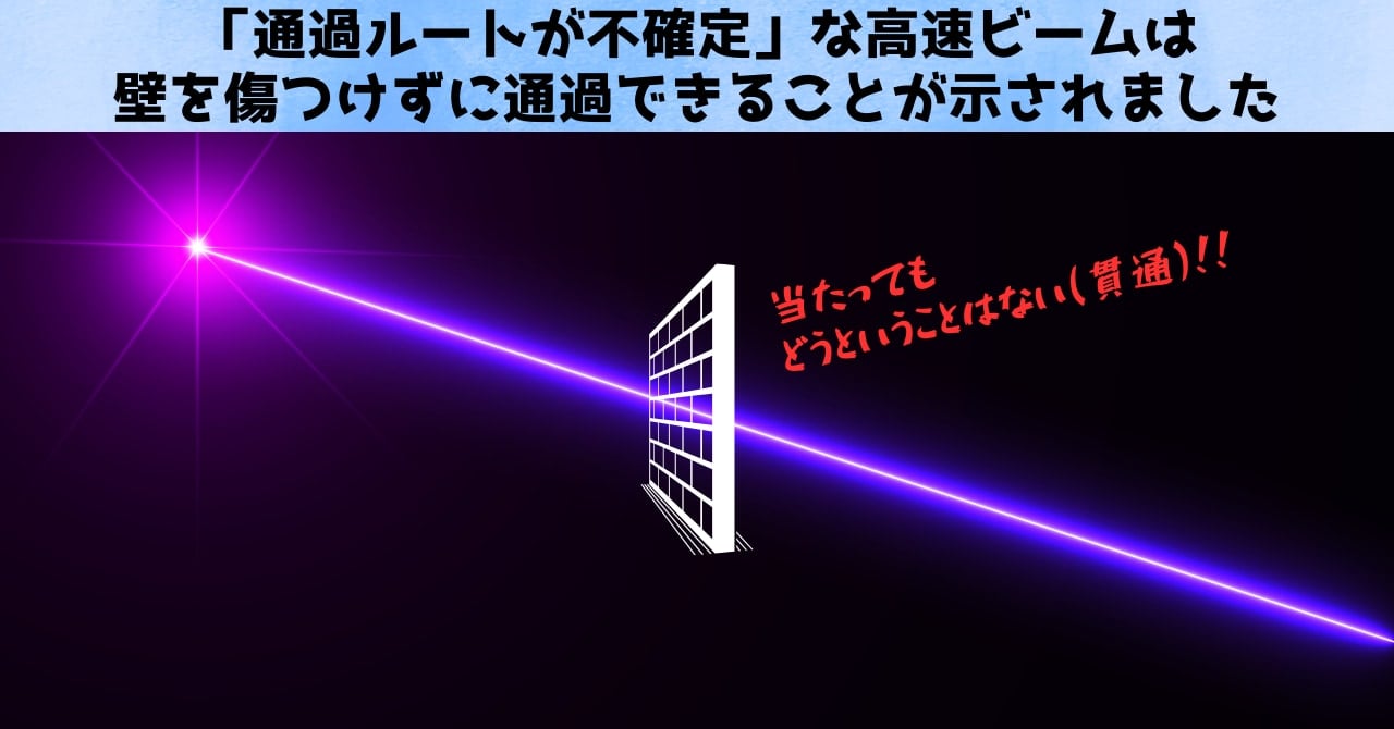 高速ビームでも「通過ルートが不確定」だと壁を傷つけずに通過できる