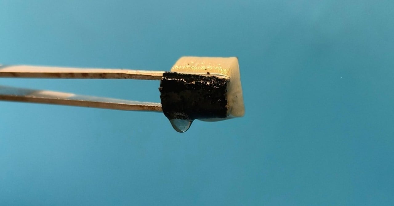 【電気不要】空気から飲料水を生成するスポンジ素材を開発【太陽光をあてるだけ】の画像 1/5