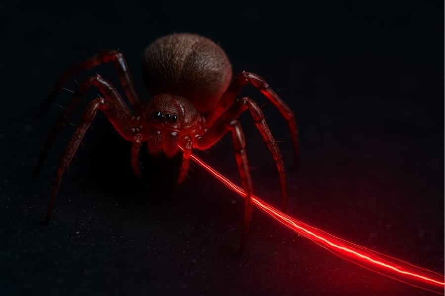 「赤く光る糸」を出すクモを遺伝子編集で作ることに成功！