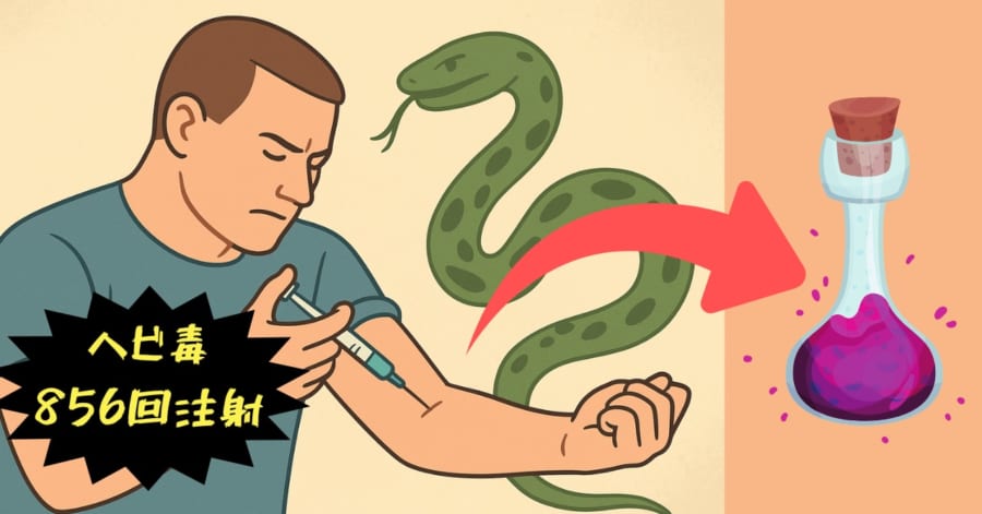 856回ヘビの毒を注射した男のハイパー抗体から「猛毒19種から保護する
