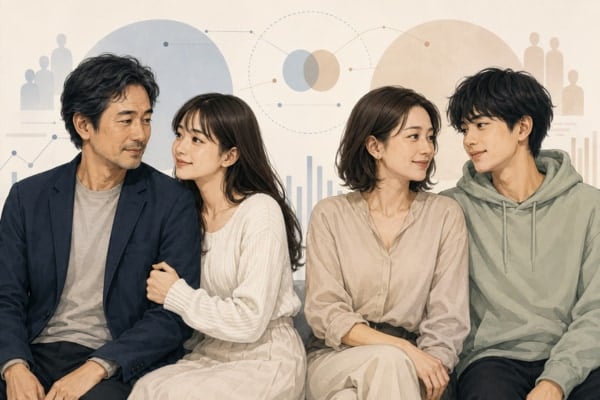 年下と交際する男性は関係満足度、年下と交際する女性は性的満足度が高い