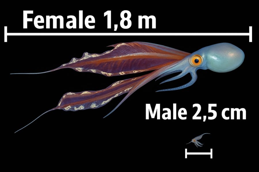 【生物界No1の男女格差】オスメスの体格差が72倍もあるタコ
