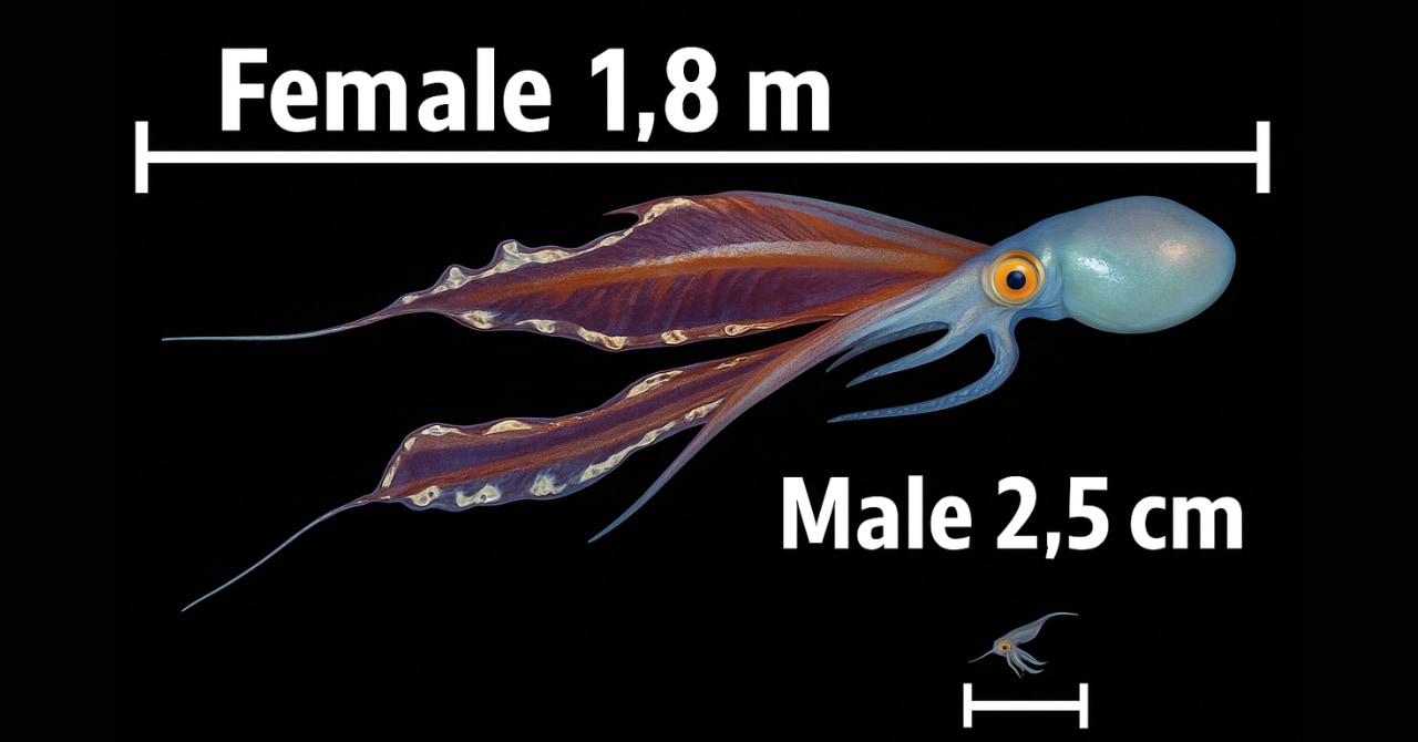 【生物界No1の男女格差】オスメスの体格差が72倍もあるタコの画像 1/2