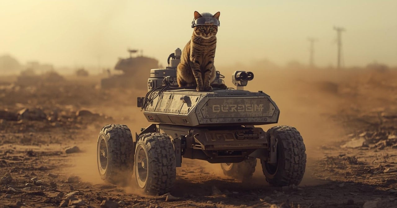 ウクライナ兵士の同志となった猫、無人車両で前線から撤退するの画像 1/1