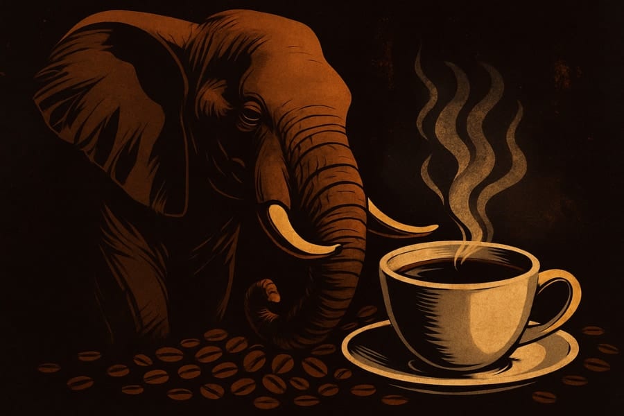 ゾウの腸内で作られるコーヒー豆「ブラック・アイボリー」、風味の秘密を解明