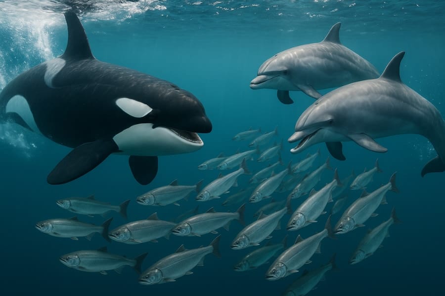 シャチとイルカが「協力して狩り」をしていた⁈ 映像を撮影