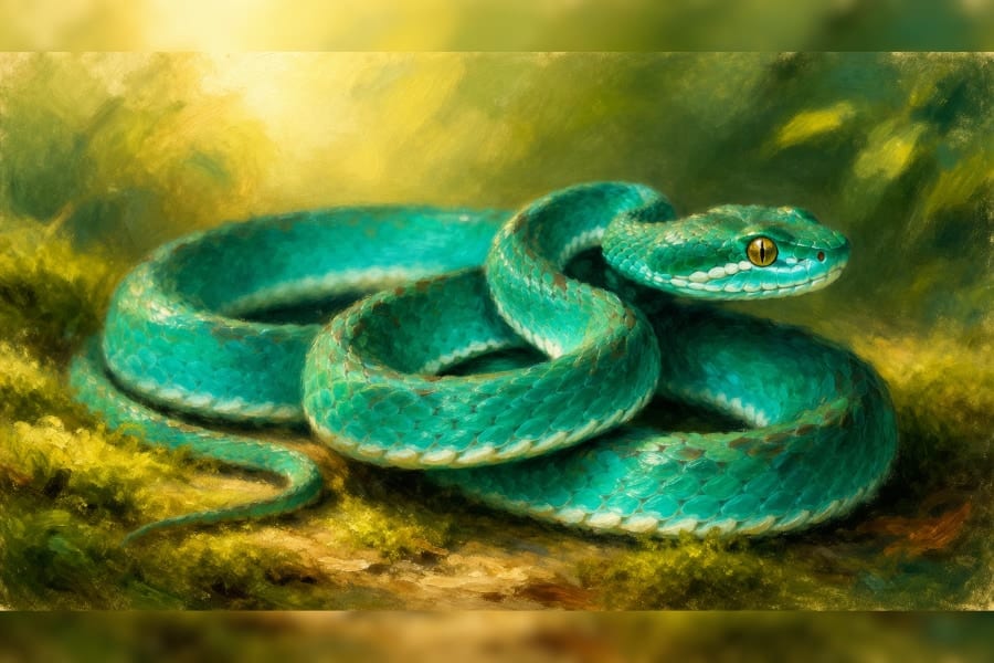 翡翠色の美しい「新種ヘビ」、カンボジア洞窟で発見か