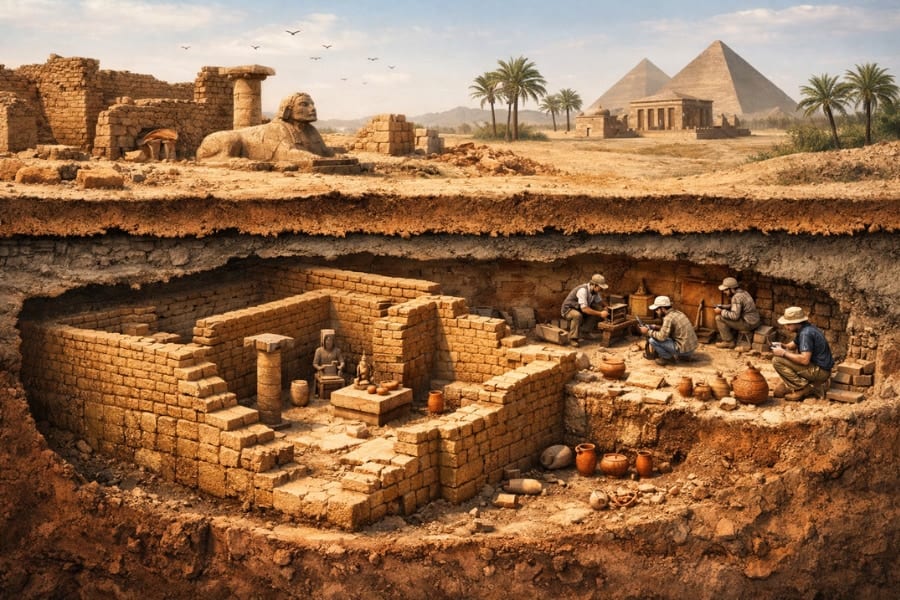 新スキャン技術の試験中、古代エジプト都市の地下に「謎の構造物」を検出