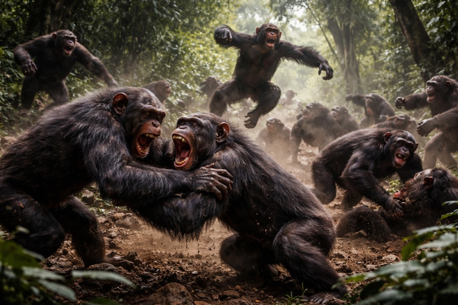 チンパンジーの一族が「仲間割れ」から「戦争」へ突入ーー初の科学的証拠を発見