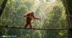 森に作った「空中の橋」をオランウータンが初利用ーー2年越しの夢が実現の画像 1/2