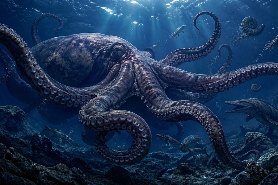 1億年前の海にクラーケン級の「巨大タコ」が実在していた