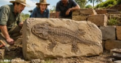 庭の壁にする予定のブロックから「2億4000万年前の新種両生類」の化石の画像 1/1
