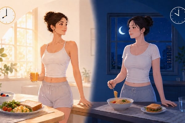 食べる量が同じでも夜型は朝方に比べお腹に脂肪が偏りやすい