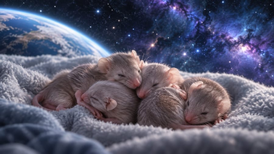 宇宙帰りのマウスから生まれた娘は、産む子の数が少なかった