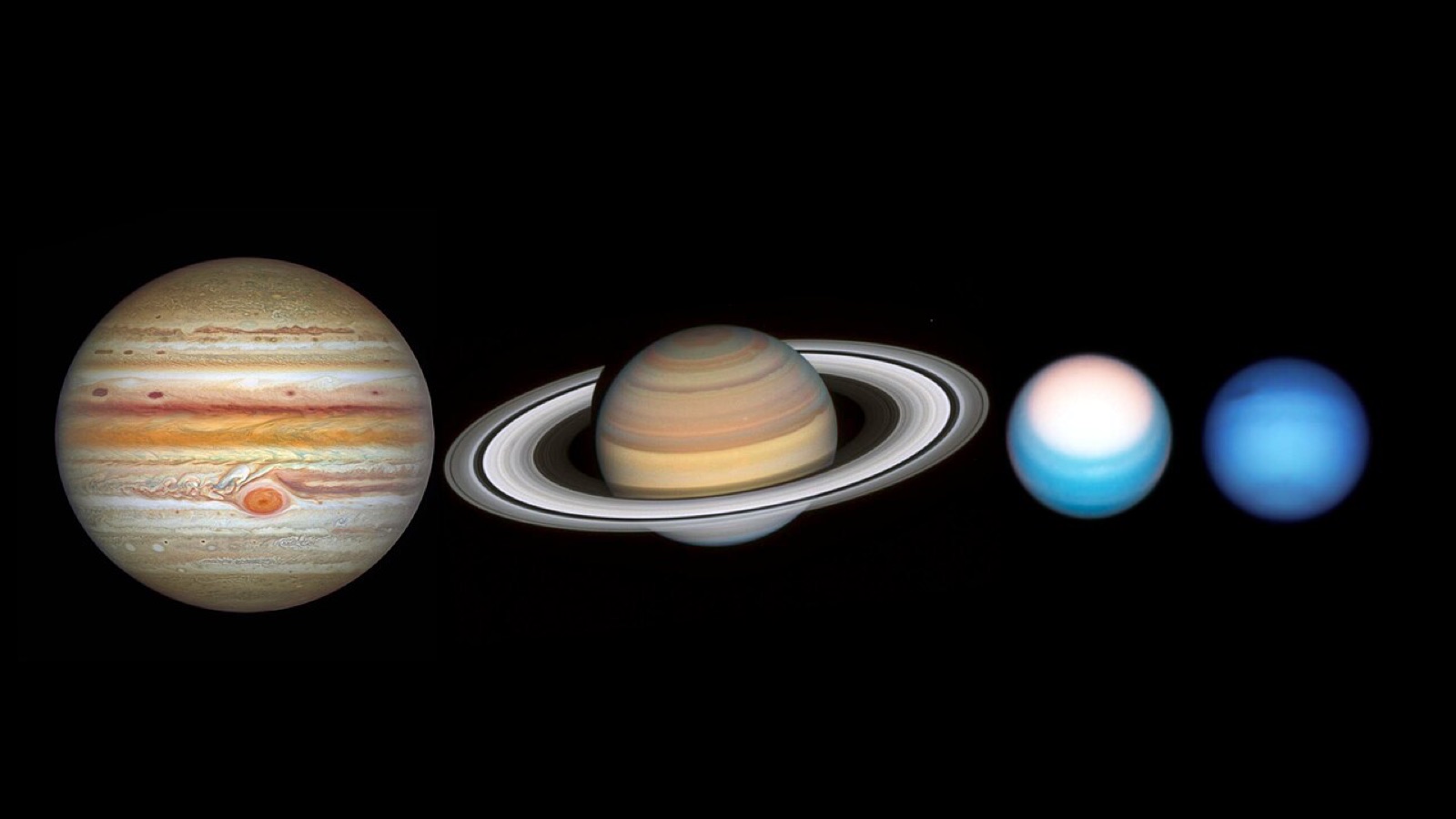 ハッブル宇宙望遠鏡が毎年続けている、太陽系の巨大な惑星の観測で得られた画像です。記事で行く末が語られた外側の惑星たちの、大気の変化を追うための観測です。